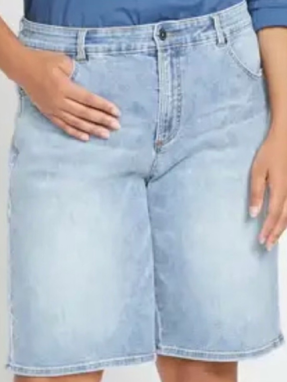 Universal Standard Light Blue Denim Boyfriend Bermuda Shorts